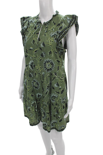 Omika Womens Mini Floral Cotton Sleeveless Round Neck Knee Length Dress Size M