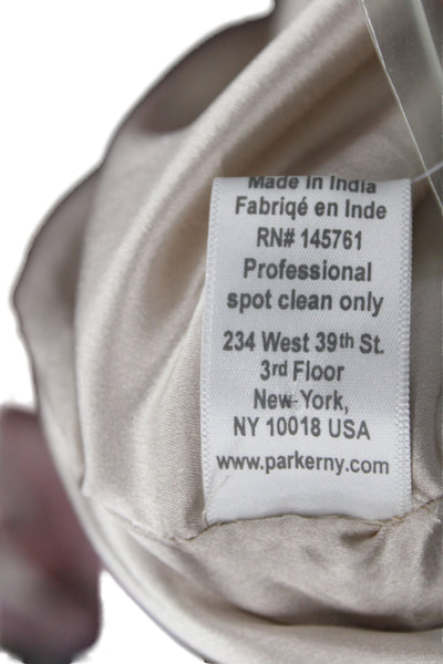 Parker Women Striped Silk Sleeveless Scoop Neck Shift Dress Beige Size S