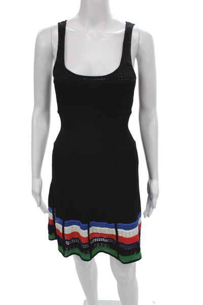 Catherine Malandrino Women Black Striped Tank Dress Petite Short Size XS