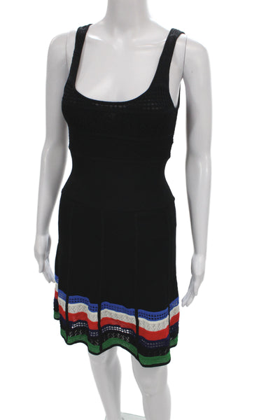 Catherine Malandrino Women Black Striped Tank Dress Petite Short Size XS