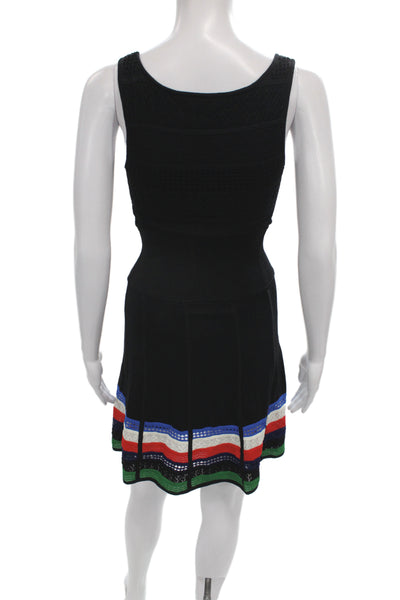 Catherine Malandrino Women Black Striped Tank Dress Petite Short Size XS