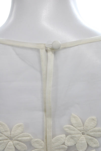 Plum Women Sheath Dress Ivory Sleeveless Round Neck Button Knee Length Size 6