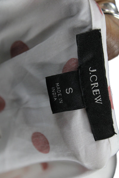 J Crew Women Wrap Dress White Polka Dot V Neck Short Sleeve Cotton Size S