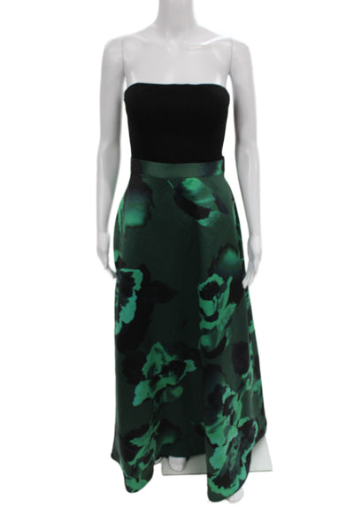 Aidan Mattox Women Maxi Dress Black Floral Off Shoulder Size 8