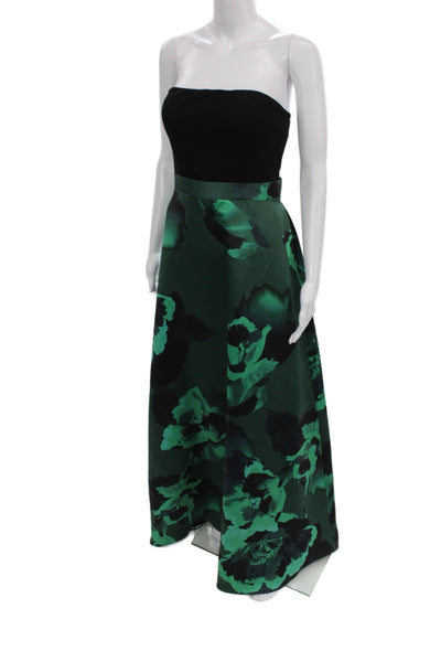 Aidan Mattox Women Maxi Dress Black Floral Off Shoulder Size 8