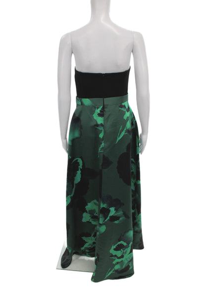Aidan Mattox Women Maxi Dress Black Floral Off Shoulder Size 8