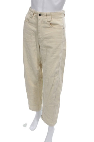 Zara Womens Cropped Beige Cotton Pants Size 2