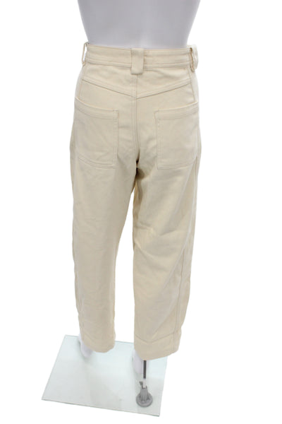 Zara Womens Cropped Beige Cotton Pants Size 2