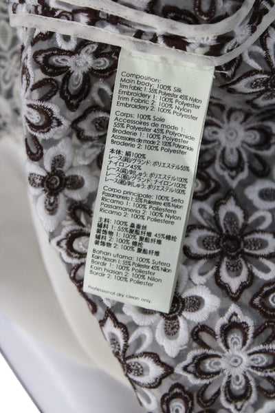 3.1 Phillip Lim Women Tunic Floral Silk Sleeveless Round Neck Brown Size 8