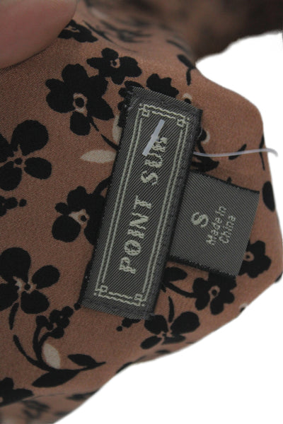 Point Sur Womens Straight Pencil Skirt Floral Brown Tie Knee Length Size S