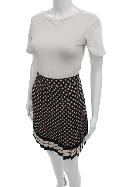 Kate Spade New York Women Black Argyle Mini Skirt Zip Polyester Preppy Size 8