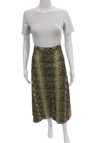 Zara Women A-Line Animal Print Midi Skirt Beige Zip Size M