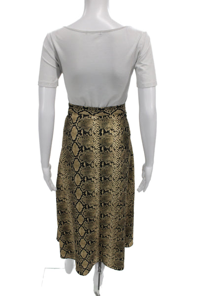 Zara Women A-Line Animal Print Midi Skirt Beige Zip Size M