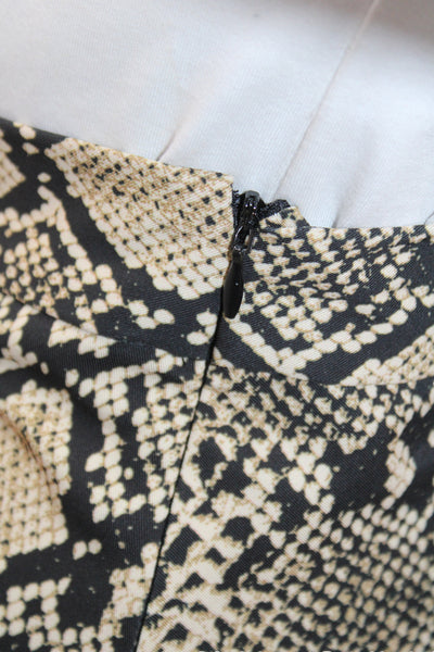 Zara Women A-Line Animal Print Midi Skirt Beige Zip Size M