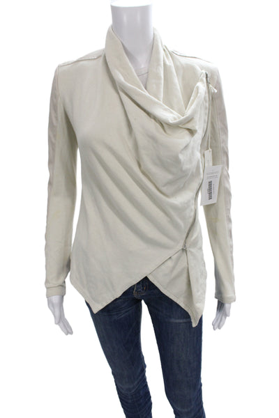 BLANKNYC Womens Ivory Biker Jacket Long Sleeve Zip Closure Size XS