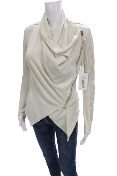 BLANKNYC Womens Ivory Biker Jacket Long Sleeve Zip Closure Size XS