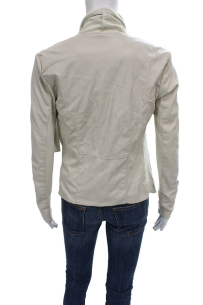 BLANKNYC Womens Ivory Biker Jacket Long Sleeve Zip Closure Size XS