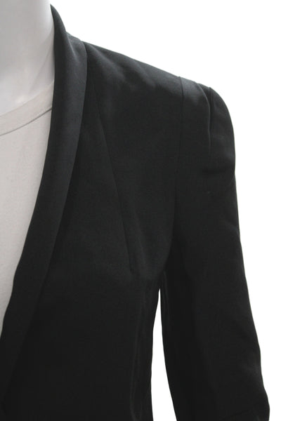 Rebecca Minkoff Womens Black Silk Basic Jacket Button Long Sleeve Size XS
