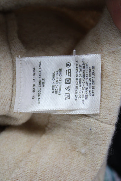 Moth Anthropologie Women Beige Wool Kimono Cape 3/4 Sleeve Snap Closure Size XS