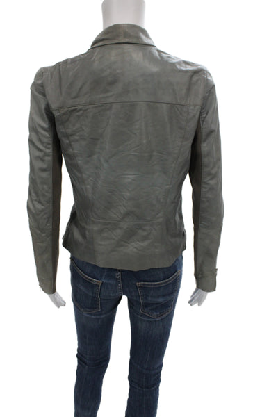 Trouve Women Biker Leather Jacket Gray Long Sleeve Hook Eye Size XS