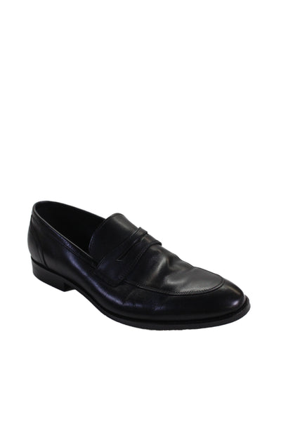Joseph Abboud Mens Slip On Round Toe Leather Loafers Black Size 9.5