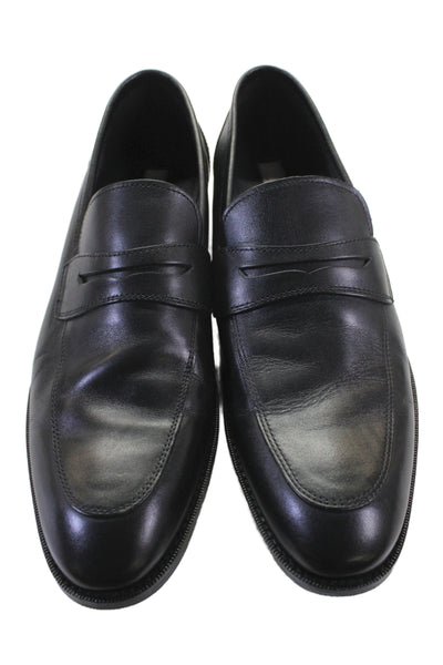 Joseph Abboud Mens Slip On Round Toe Leather Loafers Black Size 9.5