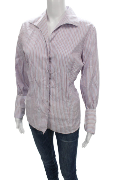Brooks Brothers Women Striped Cotton Button-Up Long Sleeve Multi Size 12
