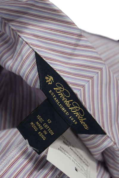 Brooks Brothers Women Striped Cotton Button-Up Long Sleeve Multi Size 12