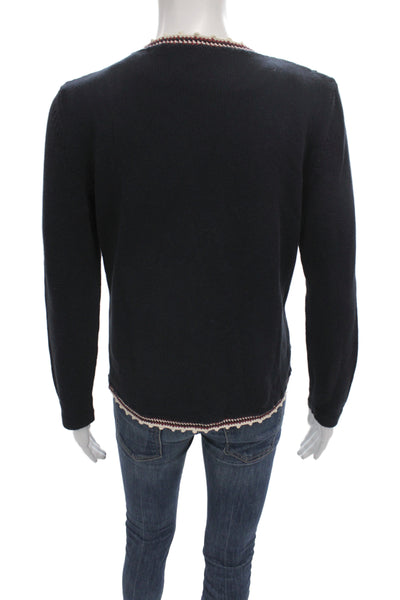 Weekend Max Mara Women Cardigan V-Neck Long Sleeve Black 100% Cotton Size M