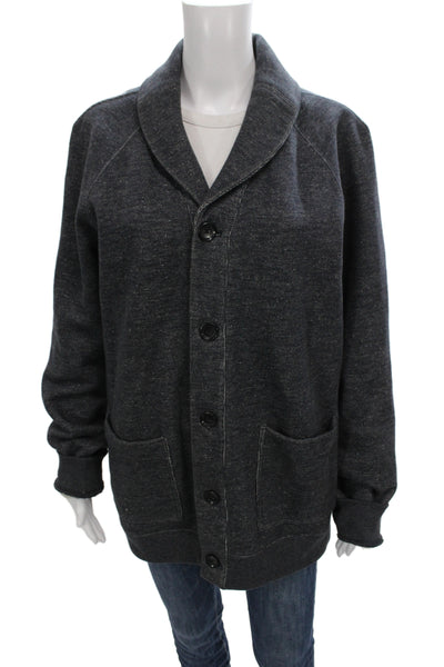 Vince Mens Cardigan Sweater Gray Collared Button Long Sleeve Casual Size XL