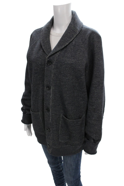 Vince Mens Cardigan Sweater Gray Collared Button Long Sleeve Casual Size XL