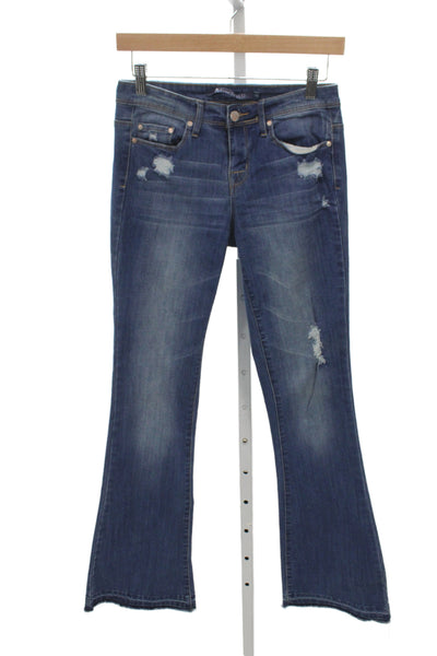Tractr Womens Bootcut Blue Jeans Mid Rise 33in Cotton Distressed Size 25