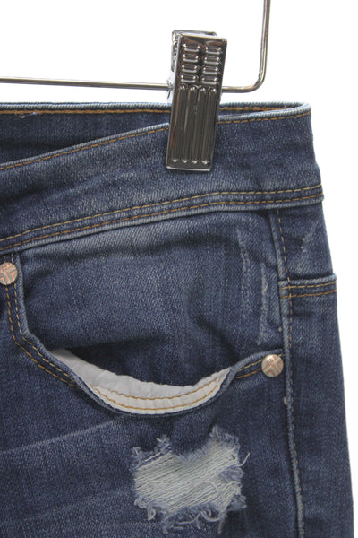 Tractr Womens Bootcut Blue Jeans Mid Rise 33in Cotton Distressed Size 25