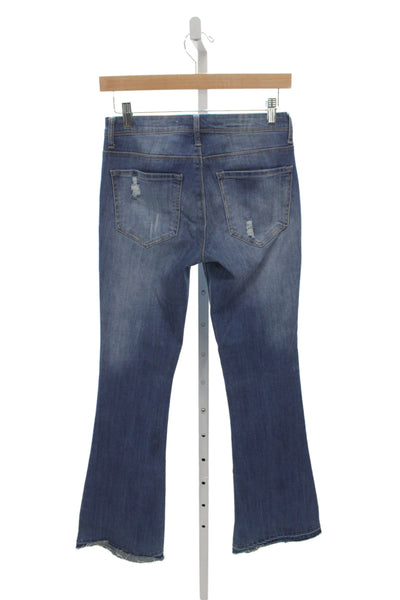 Tractr Womens Bootcut Blue Jeans Mid Rise 33in Cotton Distressed Size 25