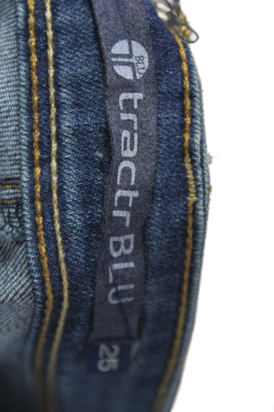 Tractr Womens Bootcut Blue Jeans Mid Rise 33in Cotton Distressed Size 25
