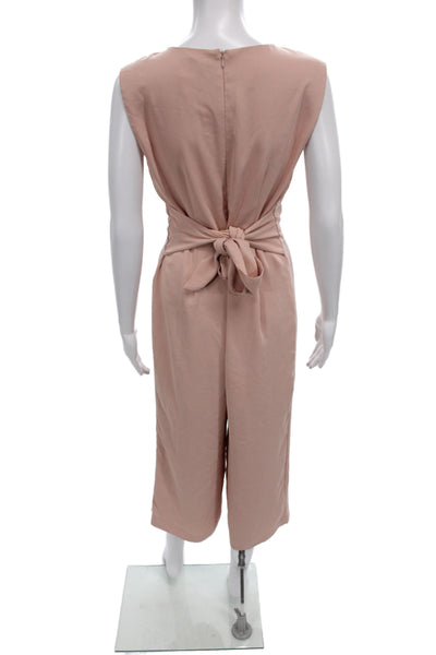 Tahari Womens Pink Sleeveless V-Neck Jumpsuit 100% Polyester Size 6
