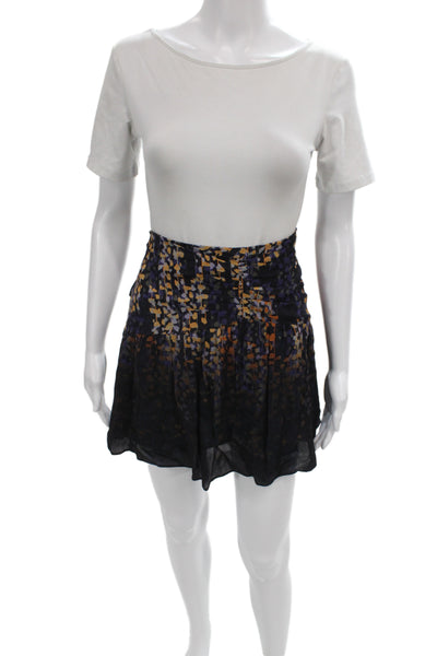 Reiss Womens Mini Skirt Black Geometric Viscose Zip Size 6