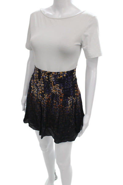 Reiss Womens Mini Skirt Black Geometric Viscose Zip Size 6