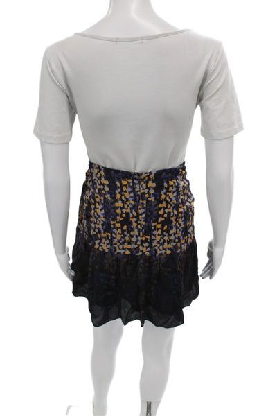 Reiss Womens Mini Skirt Black Geometric Viscose Zip Size 6