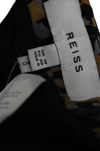 Reiss Womens Mini Skirt Black Geometric Viscose Zip Size 6