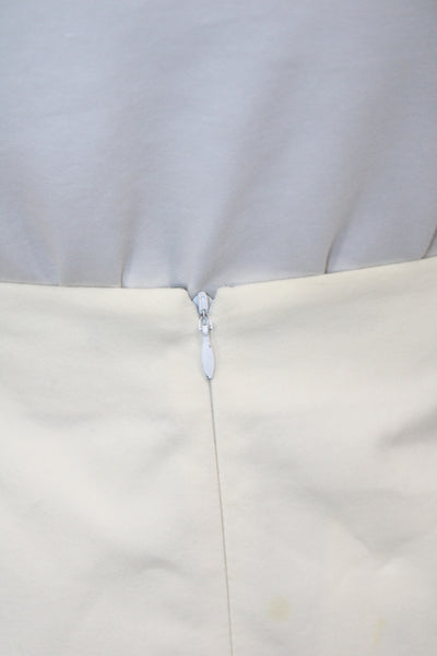 Theory Womens Ivory Straight Pencil Skirt Knee Length Zip Cotton Size 6