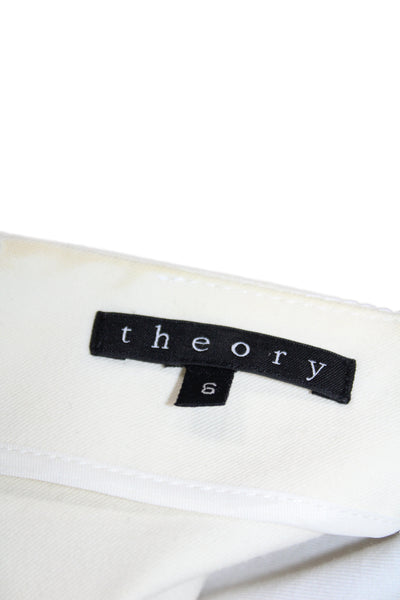 Theory Womens Ivory Straight Pencil Skirt Knee Length Zip Cotton Size 6