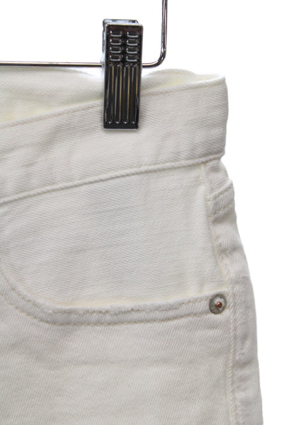 Moussy Womens Vintage Ankle Jeans White Cotton Mid Rise Inseam 25 Size 26