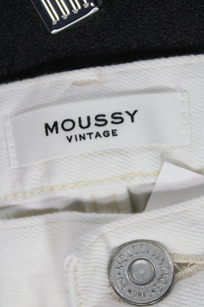 Moussy Womens Vintage Ankle Jeans White Cotton Mid Rise Inseam 25 Size 26