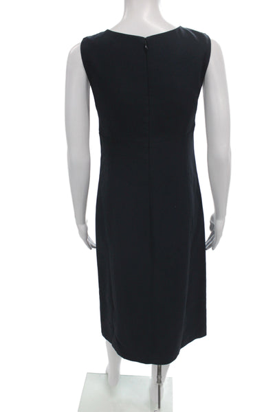 Prada Women Sheath Dress Black Sleeveless V-Neck Zip Acetate Size S