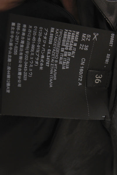 Prada Women Sheath Dress Black Sleeveless V-Neck Zip Acetate Size S