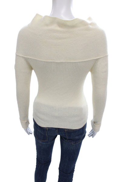 Reformation Women Ivory V-Neck Pullover Sweater 90% Recycled Cashmere Size XS