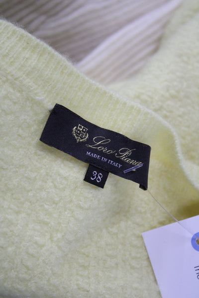 Loro Piana Women Cashmere Boat Neck Pullover Sweater Yellow Long Sleeve Size 38