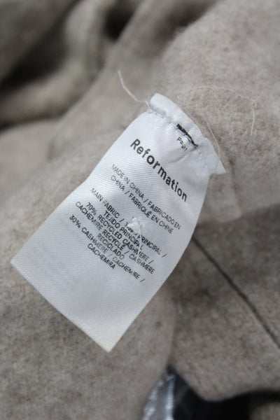 Reformation Women Cardigan V-Neck Beige Recycled Cashmere Long Sleeve Size S