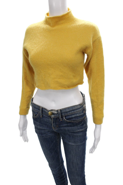 Reformation Womens Pullover Sweater Yellow Mock Neck Recycled Cashmere Size S